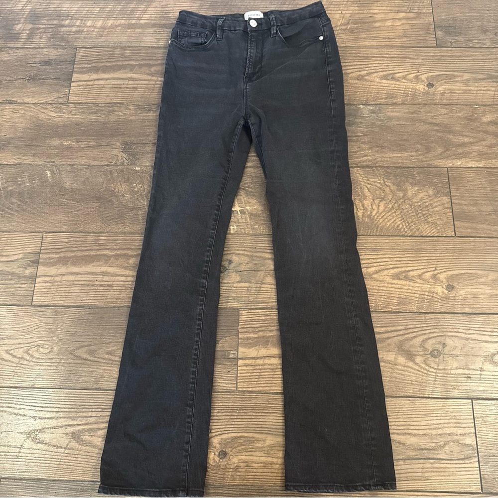 Frame Black Le Super High Mini Boot Jeans Size 28‎